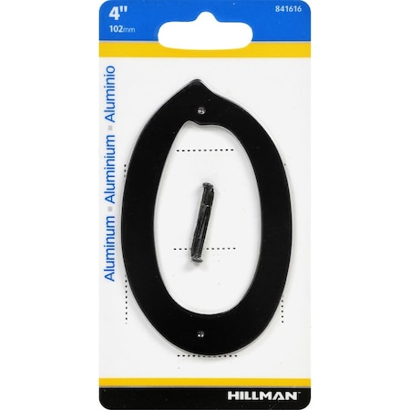 Hillman HILLMAN 4 in. Black Aluminum Nail-On Number 0 1 pc, PK3 841616